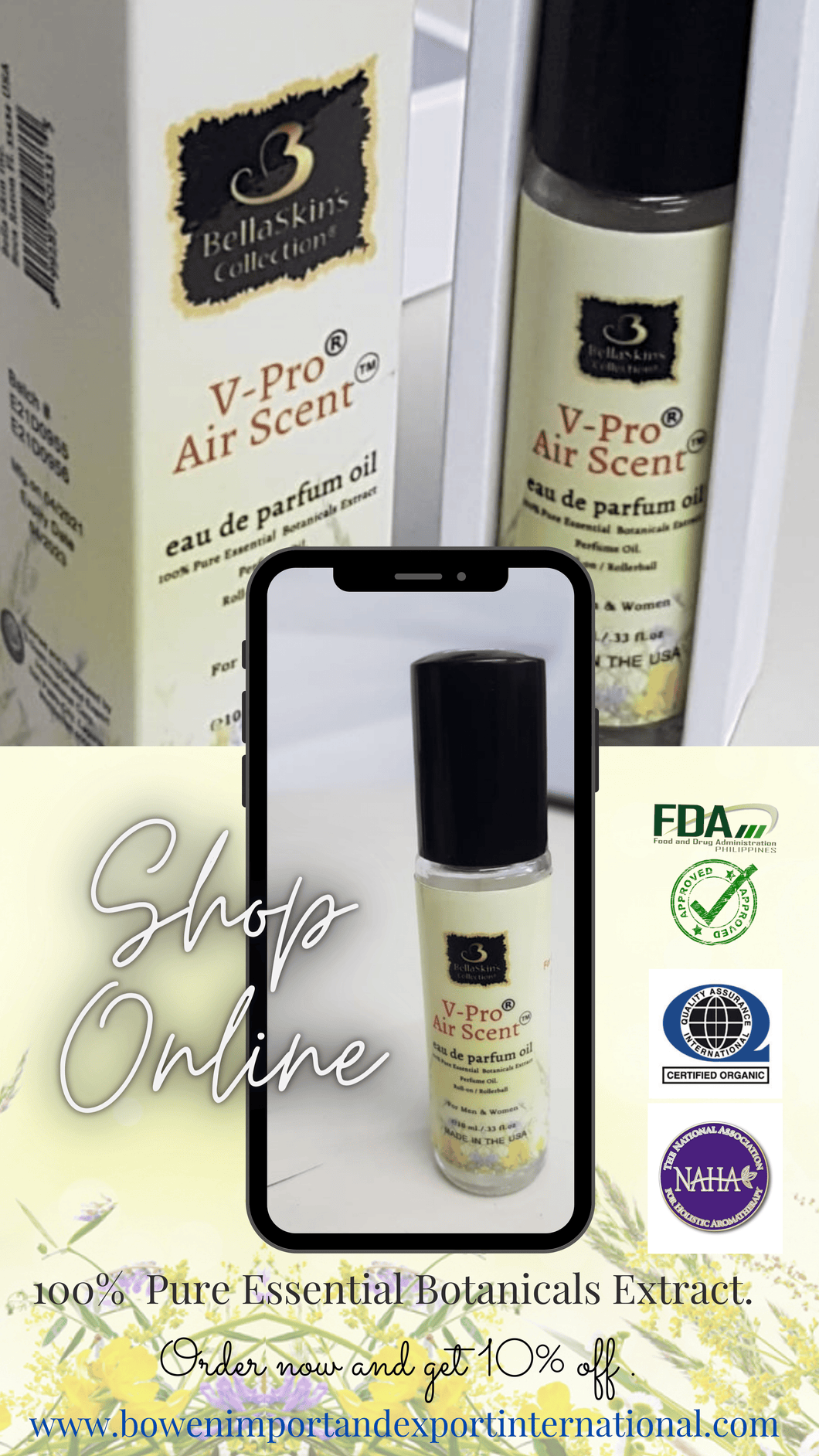 V-PRO AIR SCENT 100% PURE ESSENTIAL BOTANICAL EXTRACTS PERFUME OIL BLEND.